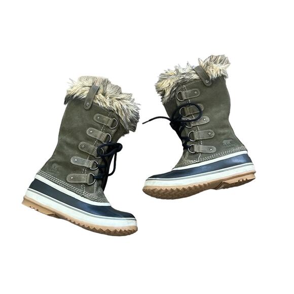 Sorel Joan of Arctic Tall Waterproof Snow Boots Faux Fur Green Women’s 6 - Picture 10 of 10